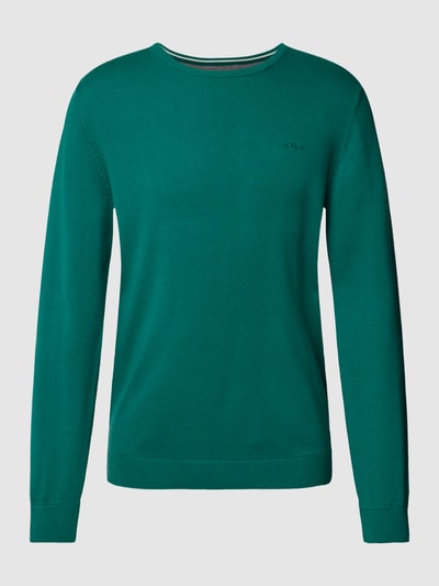 s.Oliver RED LABEL Gebreide pullover met labelstitching, model 'BASIC' Flessengroen - 2