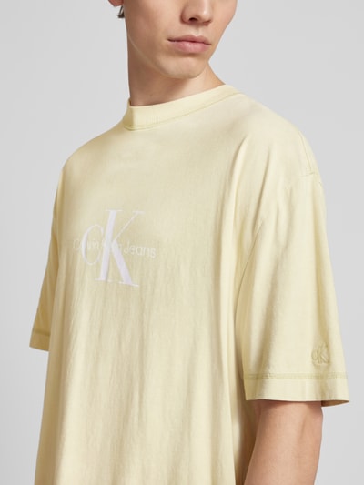 Calvin Klein Jeans T-shirt met labelprint Grasgroen - 3