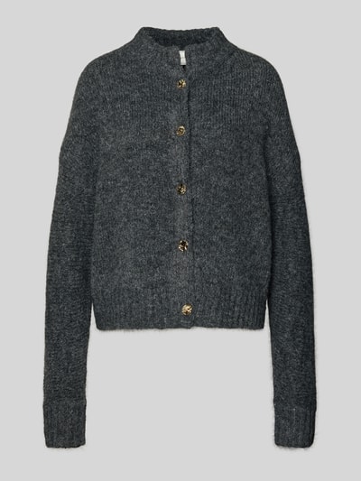 Neo Noir Gebreid jack met opstaande kraag, model 'Taura' Antraciet - 2