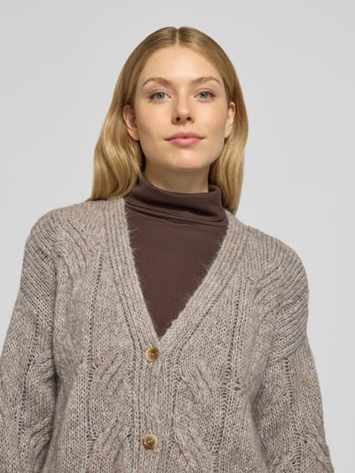 Milano Italy Strickjacke mit V-Ausschnitt und Knopfleiste Hellgrau 3