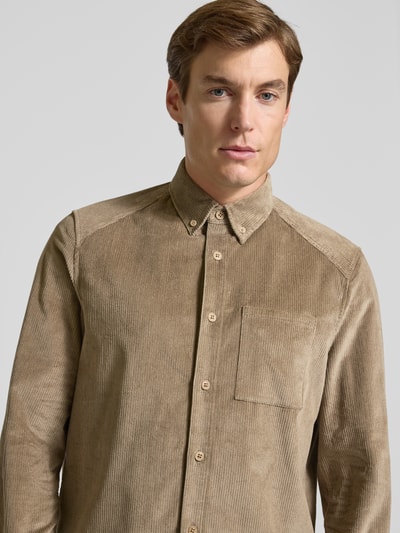 Drykorn Koszula casualowa o kroju regular fit ze sztruksu z kołnierzykiem typu button down Beżowy 3