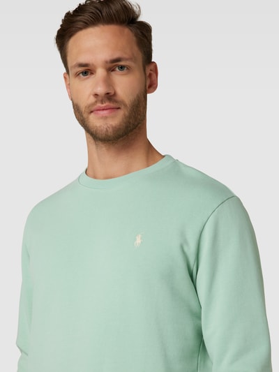 Polo Ralph Lauren Sweatshirt in effen design met labelstitching Turquoise - 3