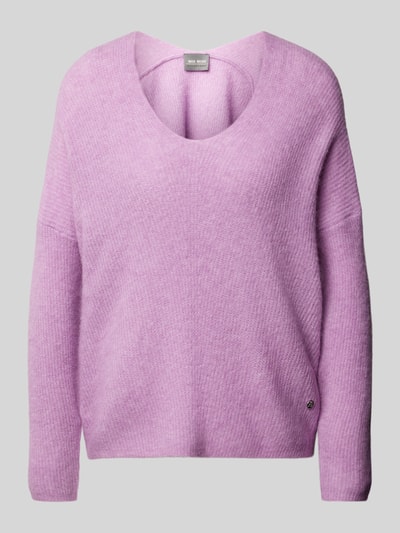 MOS MOSH Gebreide pullover met afgeronde V-hals, model 'THORA' Lila - 2