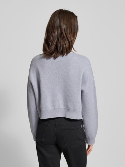 BOSS Orange Relaxed Fit Strickpullover aus reiner Baumwolle Modell 'FINEVRA' Hellgrau 5