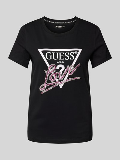 Guess T-Shirt mit Strasssteinbesatz BLACK 2