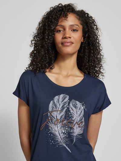 Montego T-Shirt mit Viskose-Anteil und Motiv-Print Dunkelblau 3