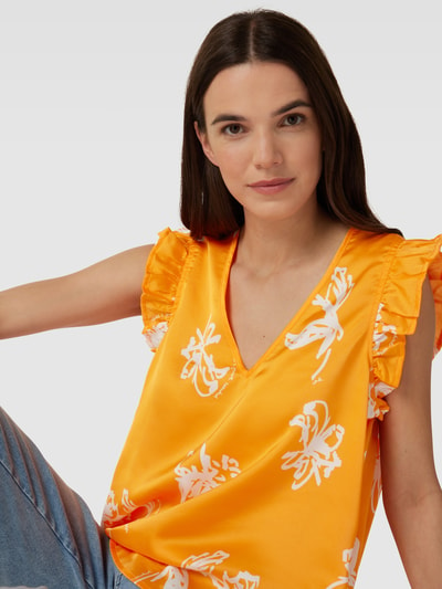 Object Blousetop met bloemenmotief, model 'PAPAYA' Oranje - 3