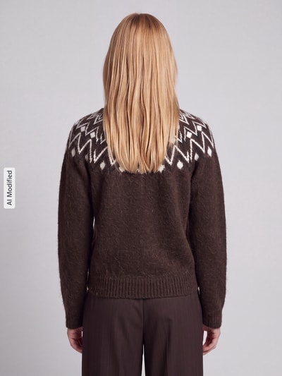 VERO MODA Regular Fit Strickjacke mit Wollanteil Modell 'KARLA' Schoko 5