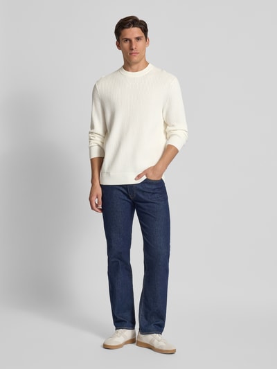 BOSS Orange Regular Fit Strickpullover aus Baumwoll-Mix Modell 'APOKKO' Offwhite 1