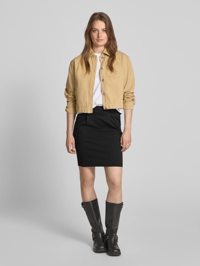 ICHI Minirok van jersey, model 'Kate'  Zwart - 1