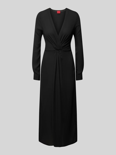 HUGO Midi-jurk met knoopdetail, model 'Koventi' Zwart - 2