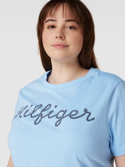 Tommy Hilfiger Curve PLUS SIZE T-shirt met labeldetails Oceaanblauw - 3