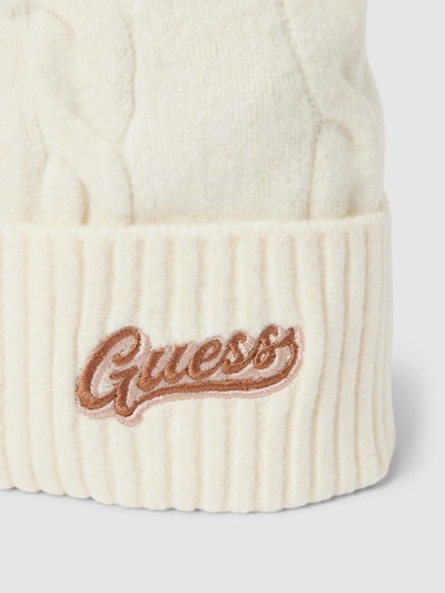 Guess Pudelmütze mit Zopfmuster Modell 'MARION' Offwhite 2