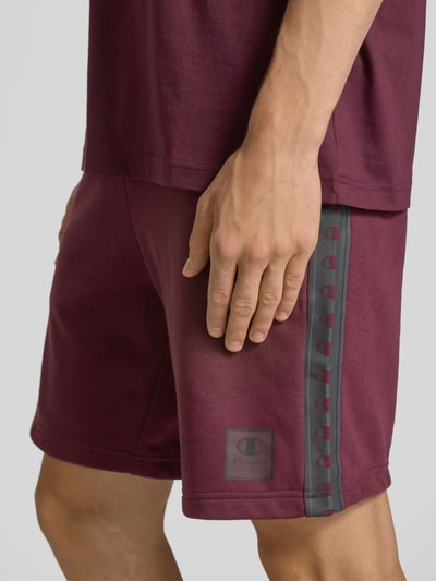 CHAMPION Sweatshorts met logoprint, model 'TAPE' Bordeaux - 3