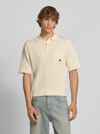 BLKVIS Relaxed Fit Poloshirt mit Pointelle-Muster Offwhite 4