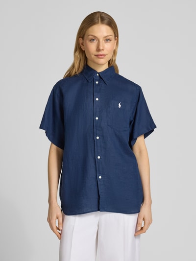 Polo Ralph Lauren Oversized Hemdbluse aus reinem Leinen Marine 4