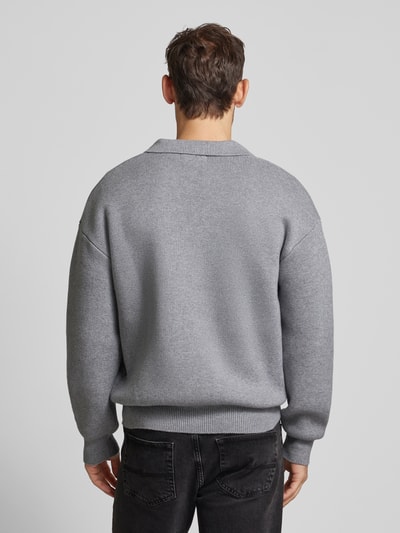 Thinking Mu Gebreide pullover met extra brede schouders Lichtgrijs - 5