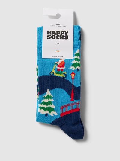 Happy Socks Socken mit Allover-Muster Modell 'Santa on the way' Blau 3