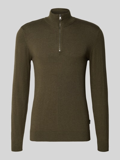 Blend Troyer aus Baumwoll-Mix in Strick-Optik Oliv 2