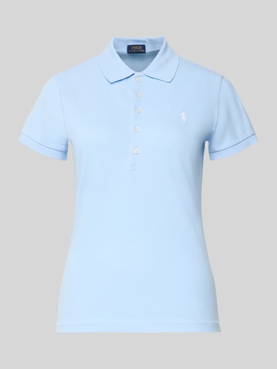 Produktfoto, Slim Fit Poloshirt aus Baumwoll-Mix von Polo Ralph Lauren, jasnoniebieski, gładki, logo, krój slim fit, krótki rękaw, piké