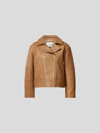 Yves Salomon Lederjacke mit Reverskragen Camel 2