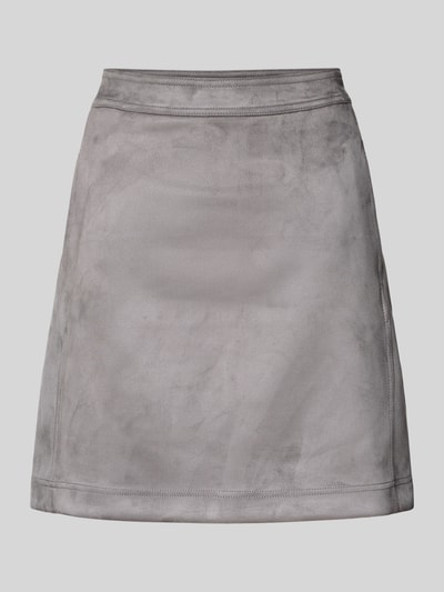 OPUS Minirok in leerlook, model 'Relvina cozy' Lichtgrijs gemêleerd - 2