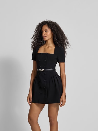 Self-Portrait Minikleid mit doppelter Knopfleiste Black 4
