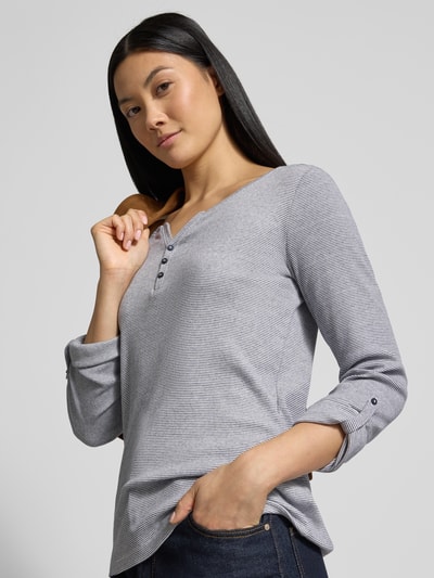 Tom Tailor Serafino-Langarmshirt mit Streifenmuster Marine 3