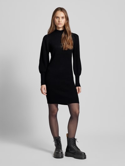 Only Gebreide jurk met turtleneck, model 'KATIA' Zwart - 1