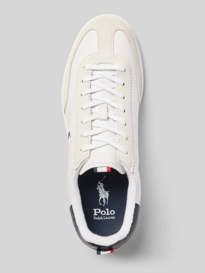 Produktfoto, witte sneakers van rundleer met beige en donkerblauwe details, Sneaker aus echtem Rindsleder van Polo Ralph Lauren, Heren