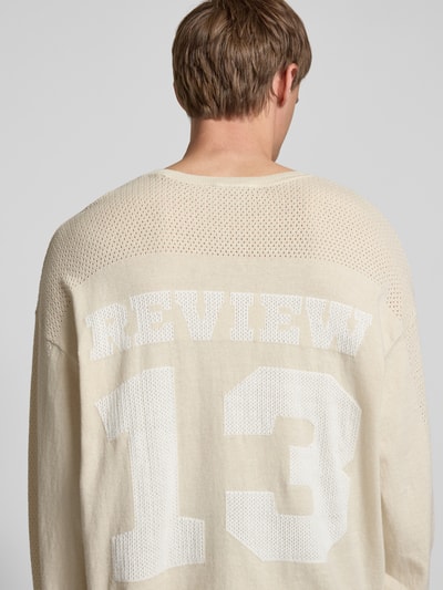 REVIEW Gebreide pullover met extra brede schouders Ecru - 3