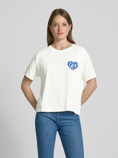 Oui T-shirt z kieszenią na piersi Ciemnoniebieski 4