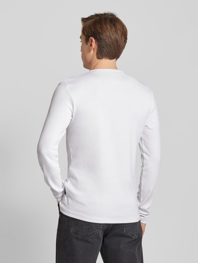 Lindbergh Slim Fit Longsleeve mit geripptem Rundhalsausschnitt Offwhite 5