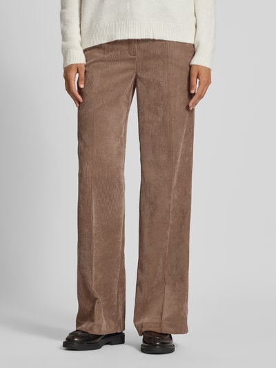 Cambio Wide Fit Cordhose mit Bügelfalten Modell 'Amelie' Taupe 4