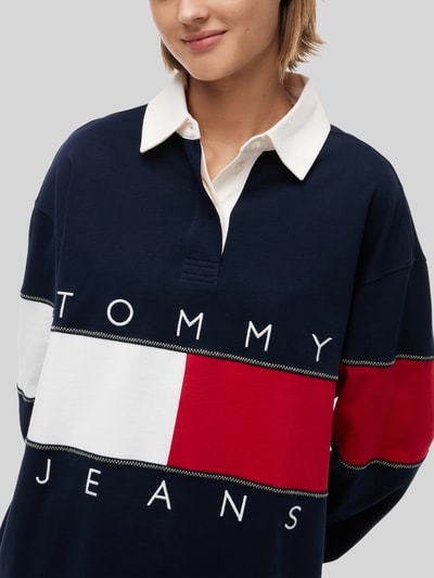 Tommy Jeans Oversize rugbyshirt van puur katoen met logoprint Marineblauw - 3