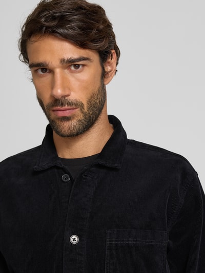 Lindbergh Modern fit overhemdjack met borstzak, model 'Superflex' Zwart - 3