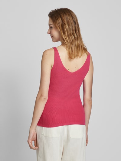 VERO MODA Stricktop mit abgerundetem V-Ausschnitt Modell 'NEWLEX SUN' Pink 5