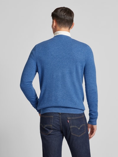 Christian Berg Men Strickpullover mit gerippten Abschlüssen Blau Melange 5