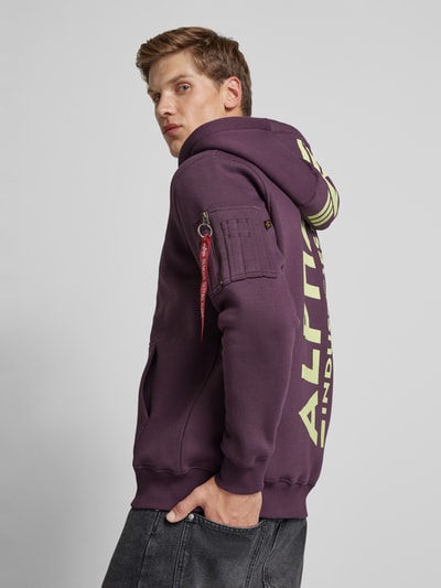 Alpha Industries Bluza rozpinana z detalami z logo Śliwkowy 3