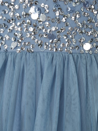 LACE & BEADS Abendkleid aus Mesh mit Pailletten Modell 'Maryan' Bleu 2