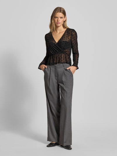 Only Slim fit blouseshirt in semi-transparante look, model 'JULIET' Zwart - 1