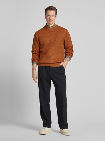 MCNEAL Regular Fit Strickpullover mit Rundhalsausschnitt Cognac Melange 1