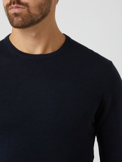 Matinique Gebreide pullover van lanawol, model 'Margrate Merino' Marineblauw - 3