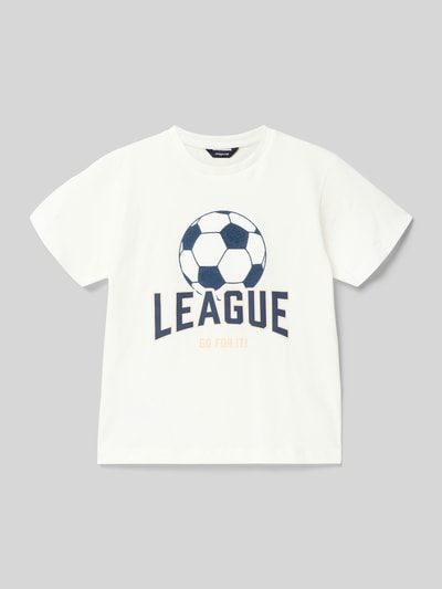 Produktfoto, Regular Fit T-Shirt mit Motiv-Print von Mayoral aus reiner Baumwolle, weiß, Rundhalsausschnitt, Rückenlänge 45 cm bei Größe 116