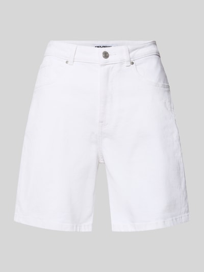 Produktfoto, Straight Fit Shorts in Denim-Optik von REVIEW in Weiß, 5-Pocket-Design, Baumwoll-Mix, Knopf- und Reißverschluss, Damen