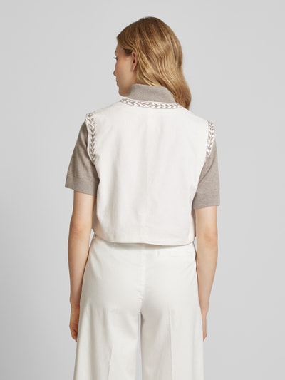 Jake*s Casual Gilet met bloemenborduursels Offwhite - 5