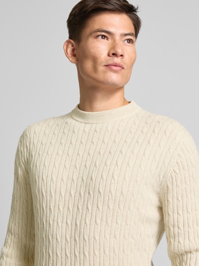 Colours & Sons Strickpullover aus Kaschmir-Mix mit Label-Details Offwhite 3