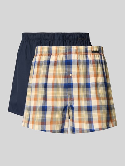 Produktfoto, Boxershorts mit elastischem Bund im 2er-Pack von Schiesser aus reiner Baumwolle, Regular Fit, kariert und uni, sanfte Farben