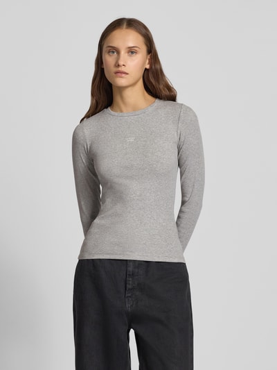 Guess Jeans Longsleeve mit Label-Stitching Hellgrau Melange 4