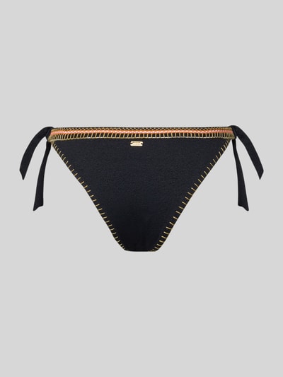 Produktfoto, Bikini-Slip mit Schnürung Modell 'SIMA SANTANY' von Banana Moon, czarny, struktura, elastyczny materiał, kontrastowe przeszycia